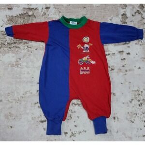 Vintage Baby B'Gosh Romper 6-9 Months Made USA Colorblock Graphic Outfit Bunny